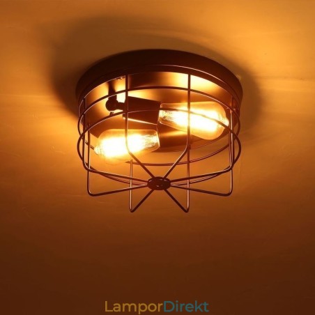 Industriell Metallbur Taklampa Rustik Infälld Lamparmatur Industriell Metallbur Taklampa Rustik Infälld Lamparmatur