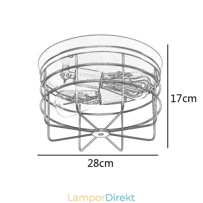 Industriell Metallbur Taklampa Rustik Infälld Lamparmatur