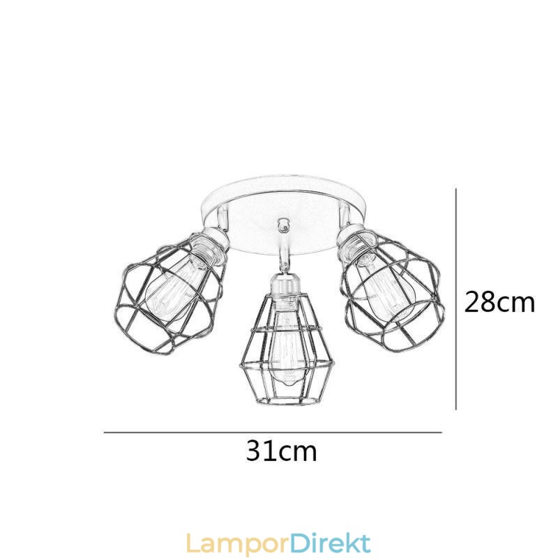 Industriell Infälld Taklampa 3 Ljusmetallbur Taklampa