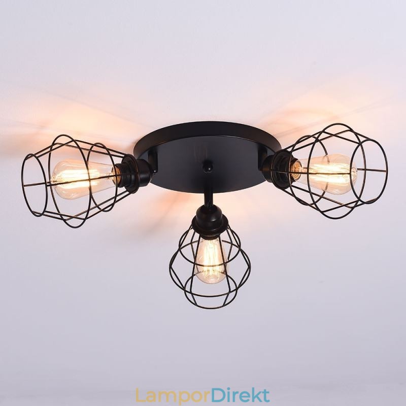 Industriell Infälld Taklampa 3 Ljusmetallbur Taklampa