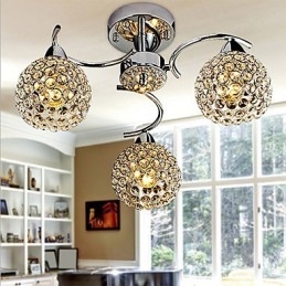 Modern Samtida Kristall Galvaniserad Metall Hänglampa Flush Mount