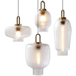 Pendellampa I Frostat Glas Modern Minimalistisk Taklampa I Smidesjärn