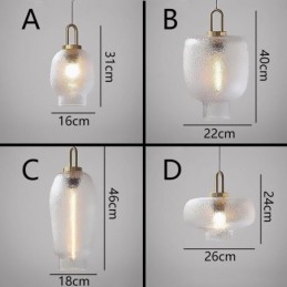 Pendellampa I Frostat Glas Modern Minimalistisk Taklampa I Smidesjärn