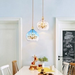 Glas Taklampa Modern Minimalistisk Smidesjärn Taklampa 9 Lampor