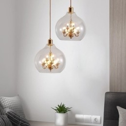 Glas Taklampa Modern Minimalistisk Smidesjärn Taklampa 9 Lampor