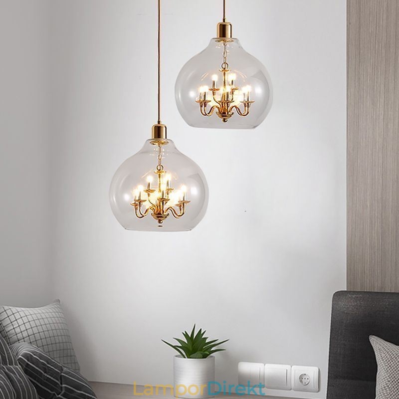 Glas Taklampa Modern Minimalistisk Smidesjärn Taklampa 9 Lampor