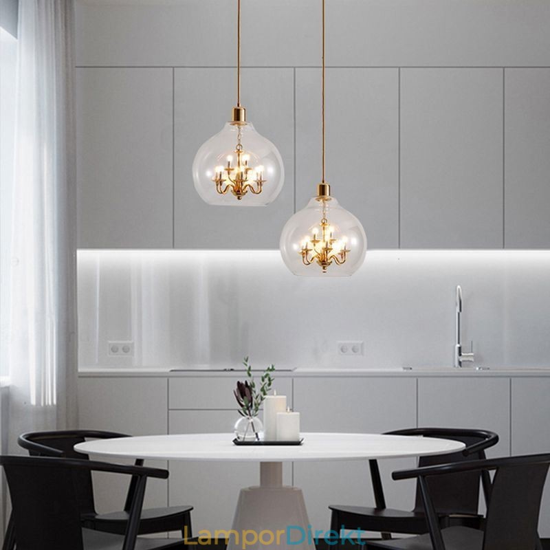 Glas Taklampa Modern Minimalistisk Smidesjärn Taklampa 9 Lampor
