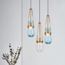 Vattendroppe Glas Taklampa Modern Minimalistisk Smidesjärn Liten Taklampa