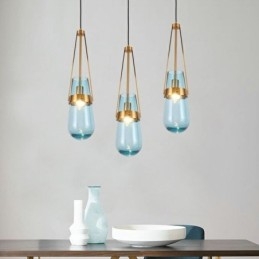 Vattendroppe Glas Taklampa Modern Minimalistisk Smidesjärn Liten Taklampa