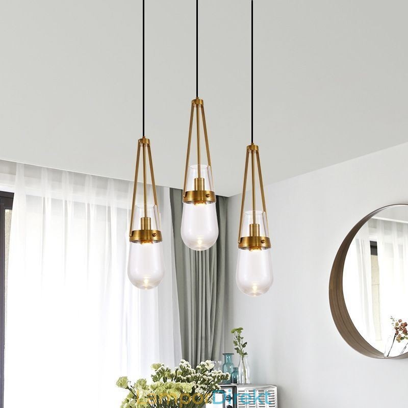 Vattendroppe Glas Taklampa Modern Minimalistisk Smidesjärn Liten Taklampa