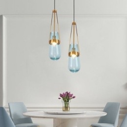 Vattendroppe Glas Taklampa Modern Minimalistisk Smidesjärn Liten Taklampa