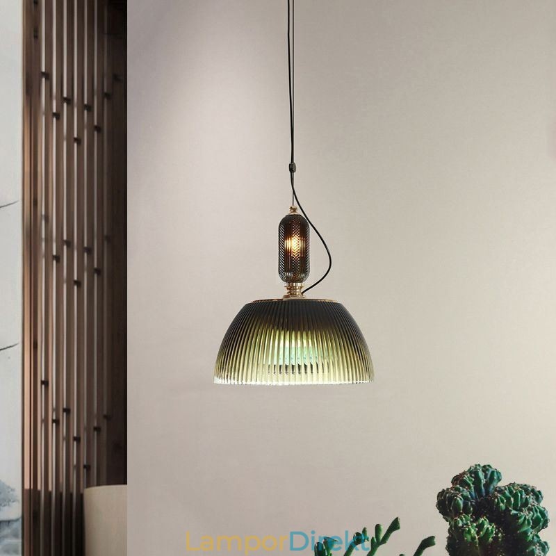 Plisserad Kjol Glas Hänglampa Modern Minimalistisk Smidesjärn Liten Taklampa