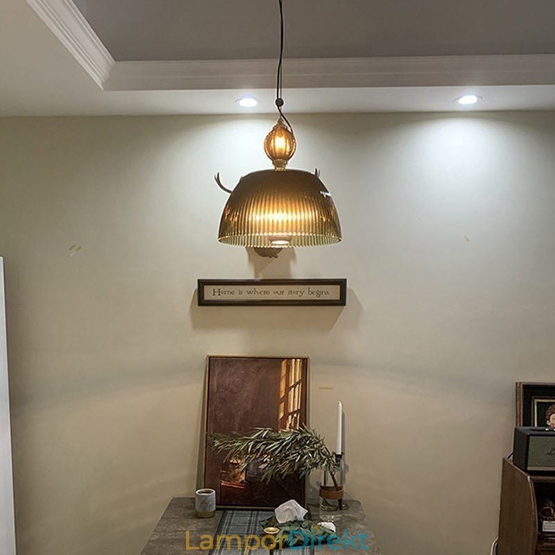Plisserad Kjol Glas Hänglampa Modern Minimalistisk Smidesjärn Liten Taklampa