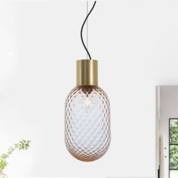 Grid Glas Pendel Light Modern Iron Enkel Taklampa