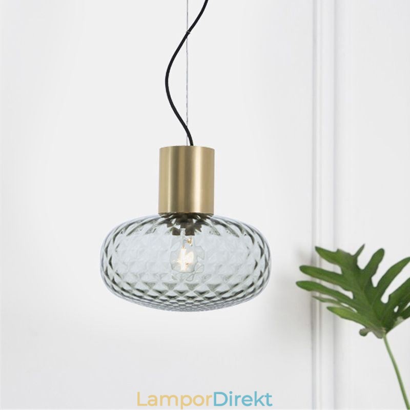 Grid Glas Pendel Light Modern Iron Enkel Taklampa