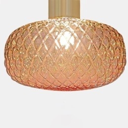 Grid Glas Pendel Light Modern Iron Enkel Taklampa