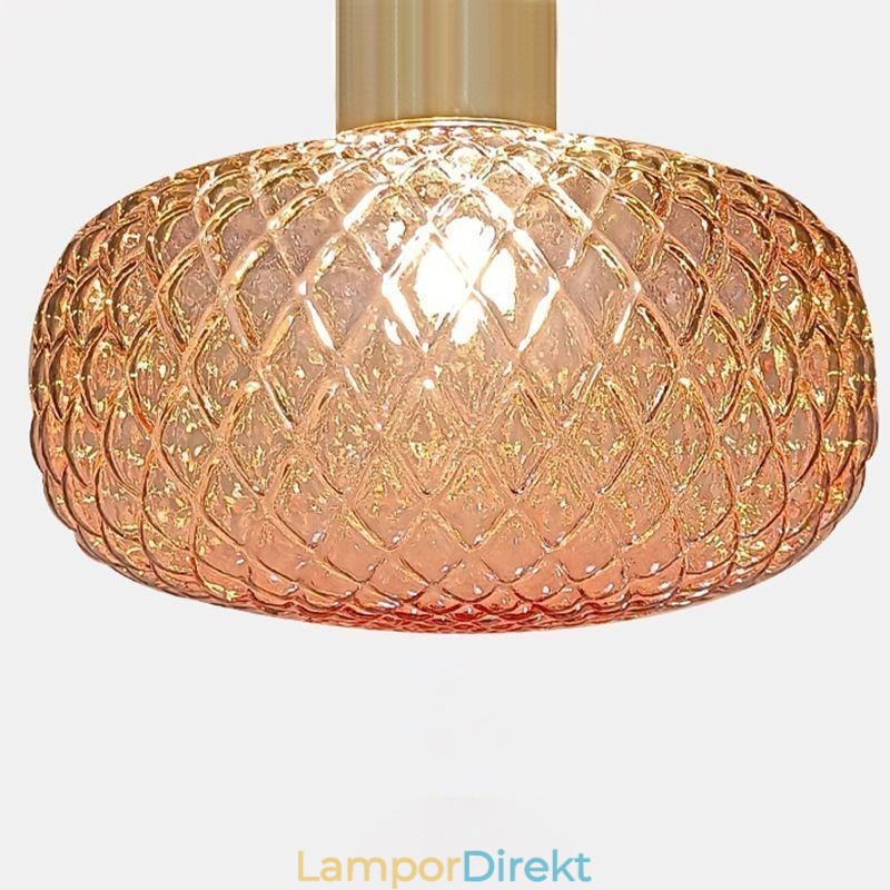 Grid Glas Pendel Light Modern Iron Enkel Taklampa