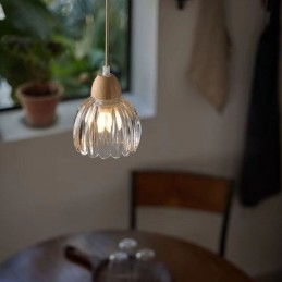 Glas Taklampa Retro Pastoral Style Island Taklampa Gummi Trä Dekorativ Lampa