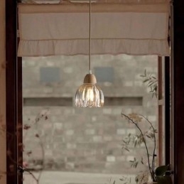 Glas Taklampa Retro Pastoral Style Island Taklampa Gummi Trä Dekorativ Lampa