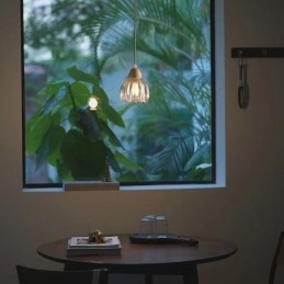 Glas Taklampa Retro Pastoral Style Island Taklampa Gummi Trä Dekorativ Lampa
