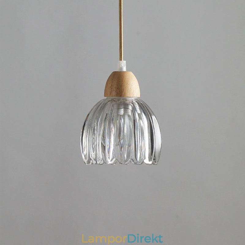 Glas Taklampa Retro Pastoral Style Island Taklampa Gummi Trä Dekorativ Lampa