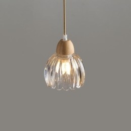 Glas Taklampa Retro Pastoral Style Island Taklampa Gummi Trä Dekorativ Lampa