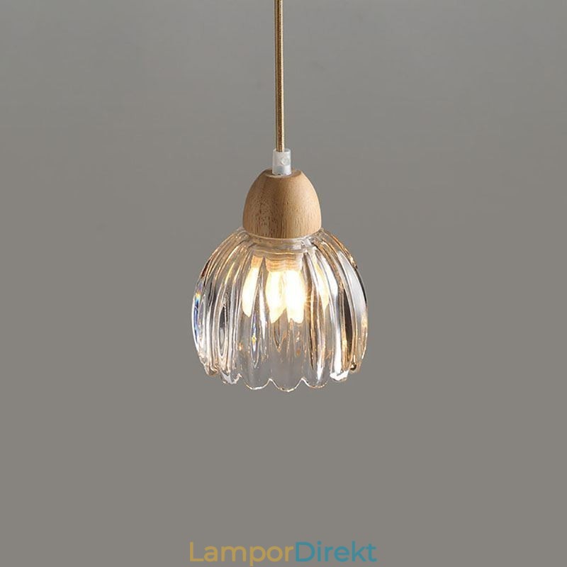 Glas Taklampa Retro Pastoral Style Island Taklampa Gummi Trä Dekorativ Lampa