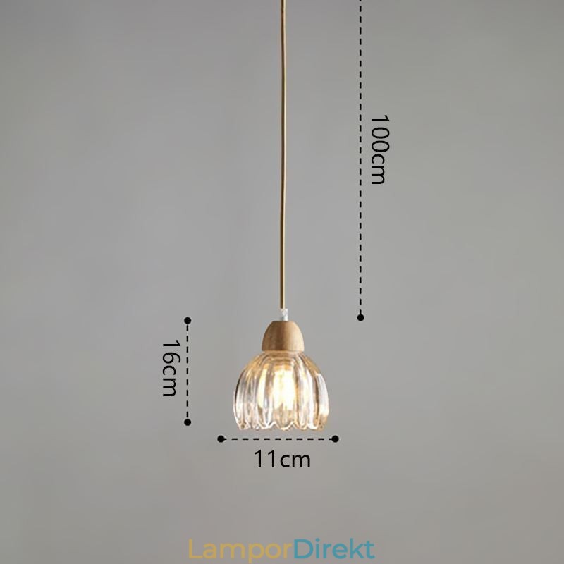 Glas Taklampa Retro Pastoral Style Island Taklampa Gummi Trä Dekorativ Lampa
