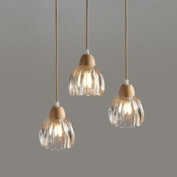 Glas Taklampa Retro Pastoral Style Island Taklampa Gummi Trä Dekorativ Lampa