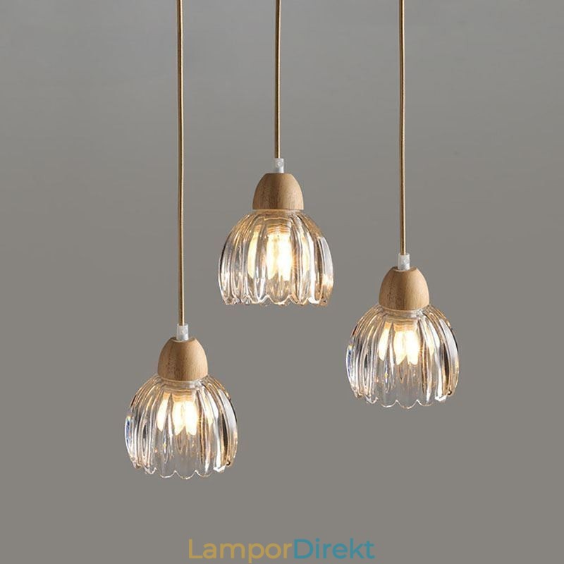 Glas Taklampa Retro Pastoral Style Island Taklampa Gummi Trä Dekorativ Lampa