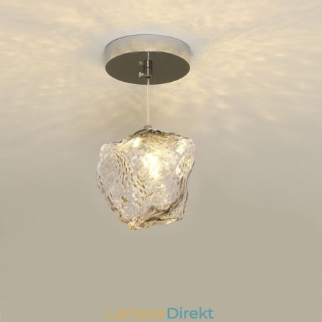 Pendellampa I Glas Retro Dekorativ Lampa Iskubformad Lampskärm Pendellampa I Glas Retro Dekorativ Lampa Iskubformad Lampskärm