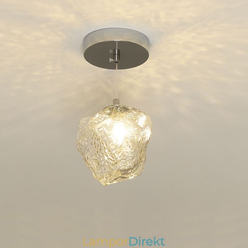 Pendellampa I Glas Retro Dekorativ Lampa Iskubformad Lampskärm