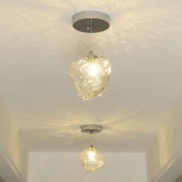 Pendellampa I Glas Retro Dekorativ Lampa Iskubformad Lampskärm