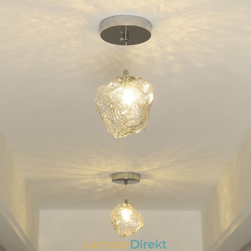 Pendellampa I Glas Retro Dekorativ Lampa Iskubformad Lampskärm