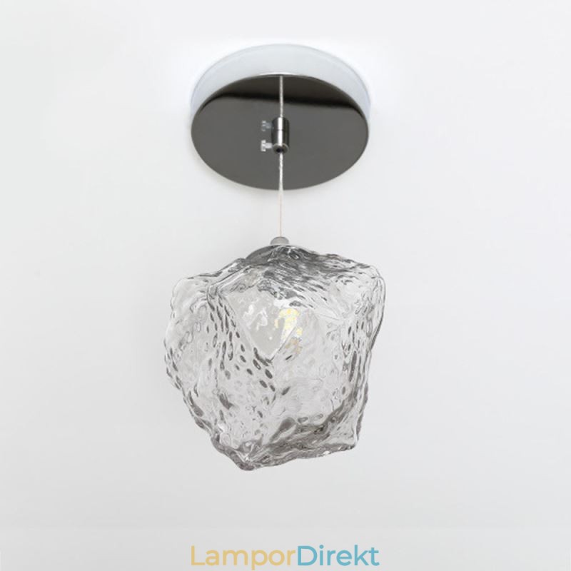 Pendellampa I Glas Retro Dekorativ Lampa Iskubformad Lampskärm