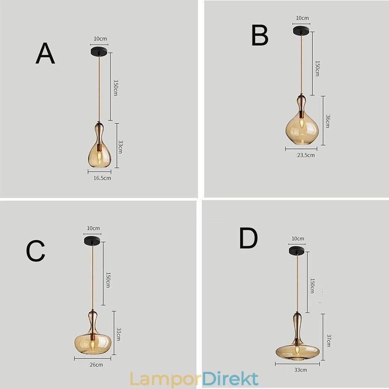Nordic Glass Pendellampa Amber Shade Taklampa