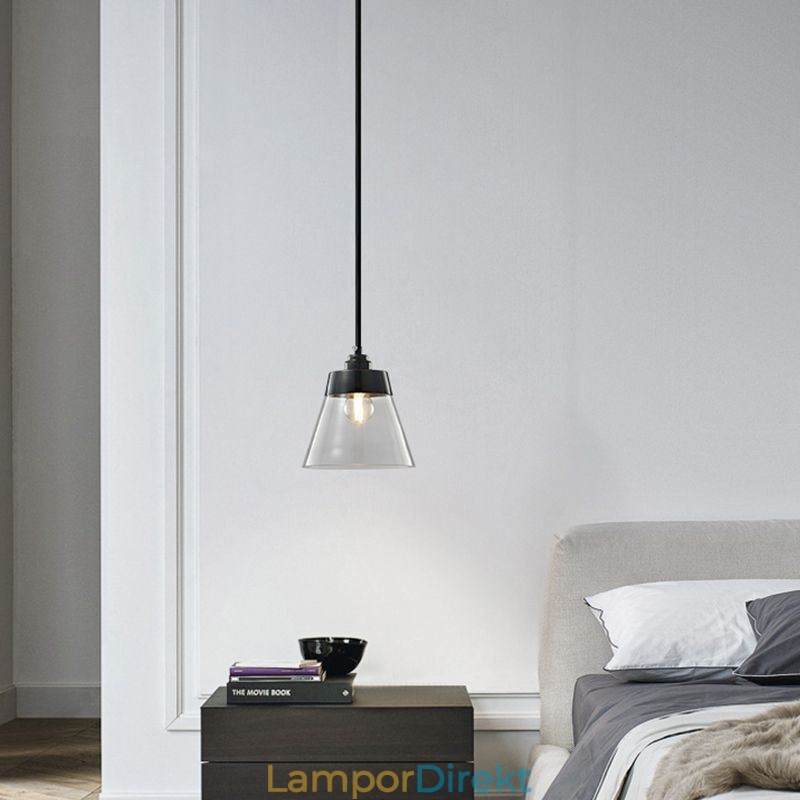 Modernt Glas Taklampa Enkel Hängande Taklampa Med Klarglasskärm