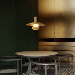 Pendellampa I Borstat Guld Med En Hängande Lampa