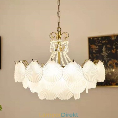 European Glass Pendel Light Post Modern Scallop Hanging Light European Glass Pendel Light Post Modern Scallop Hanging Light
