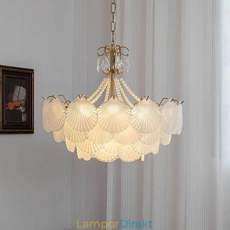 European Glass Pendel Light Post Modern Scallop Hanging Light