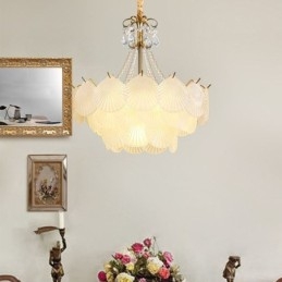 European Glass Pendel Light Post Modern Scallop Hanging Light