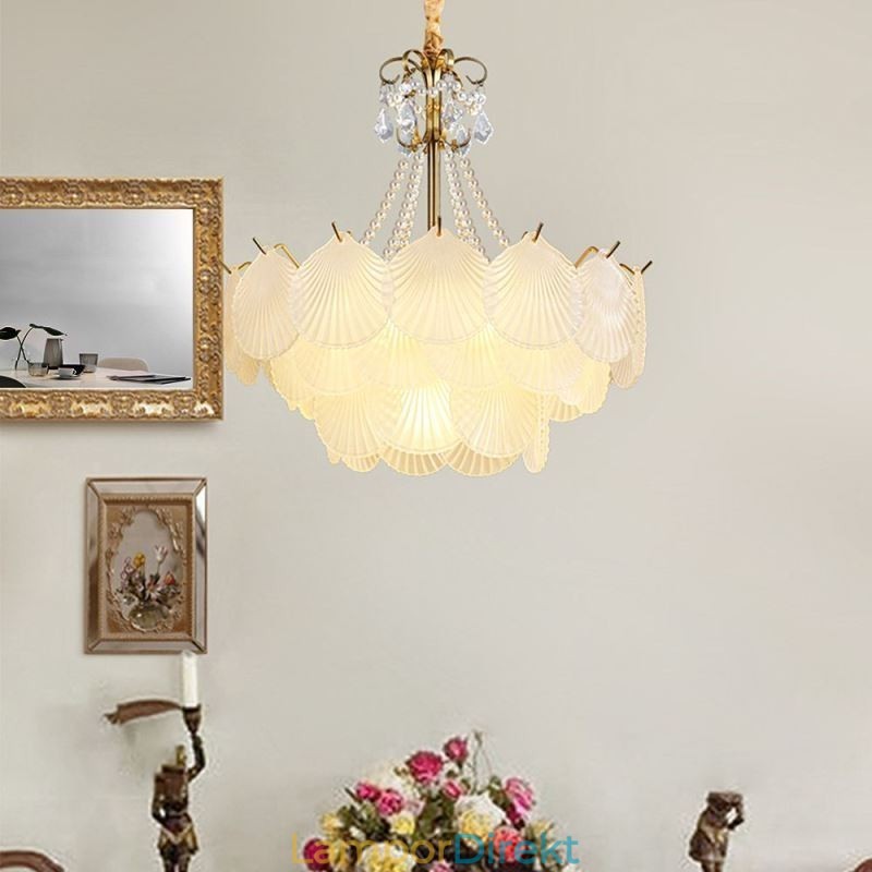 European Glass Pendel Light Post Modern Scallop Hanging Light