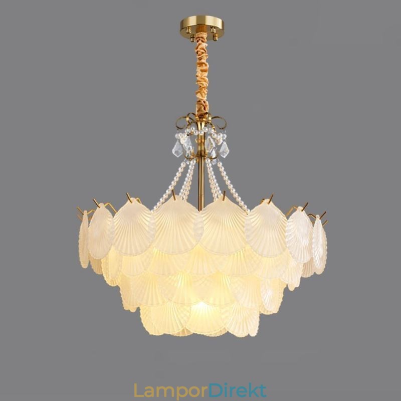 European Glass Pendel Light Post Modern Scallop Hanging Light