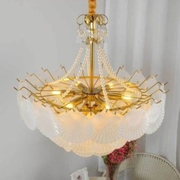 European Glass Pendel Light Post Modern Scallop Hanging Light