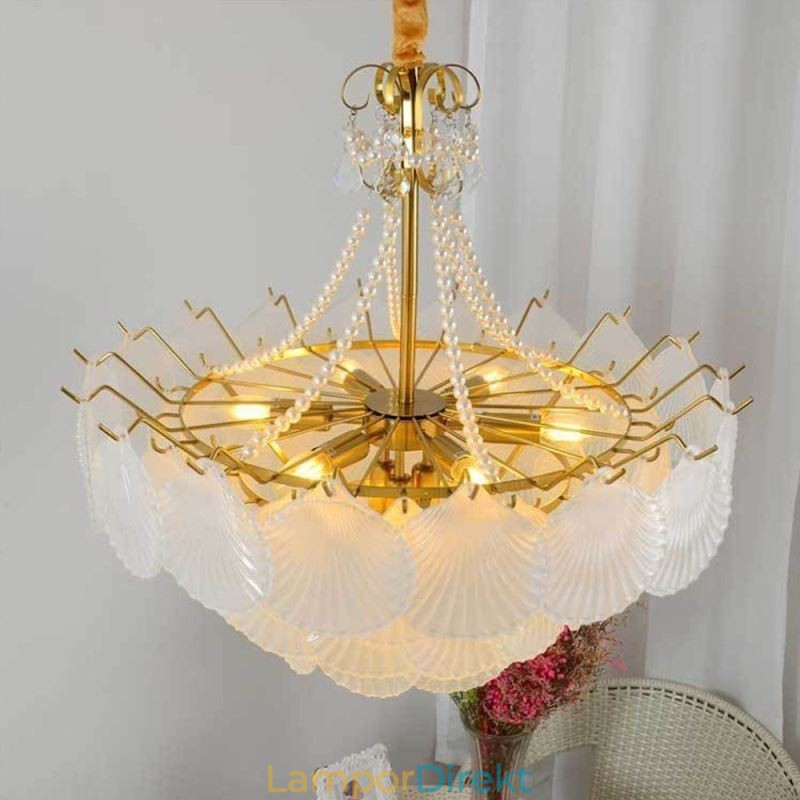 European Glass Pendel Light Post Modern Scallop Hanging Light