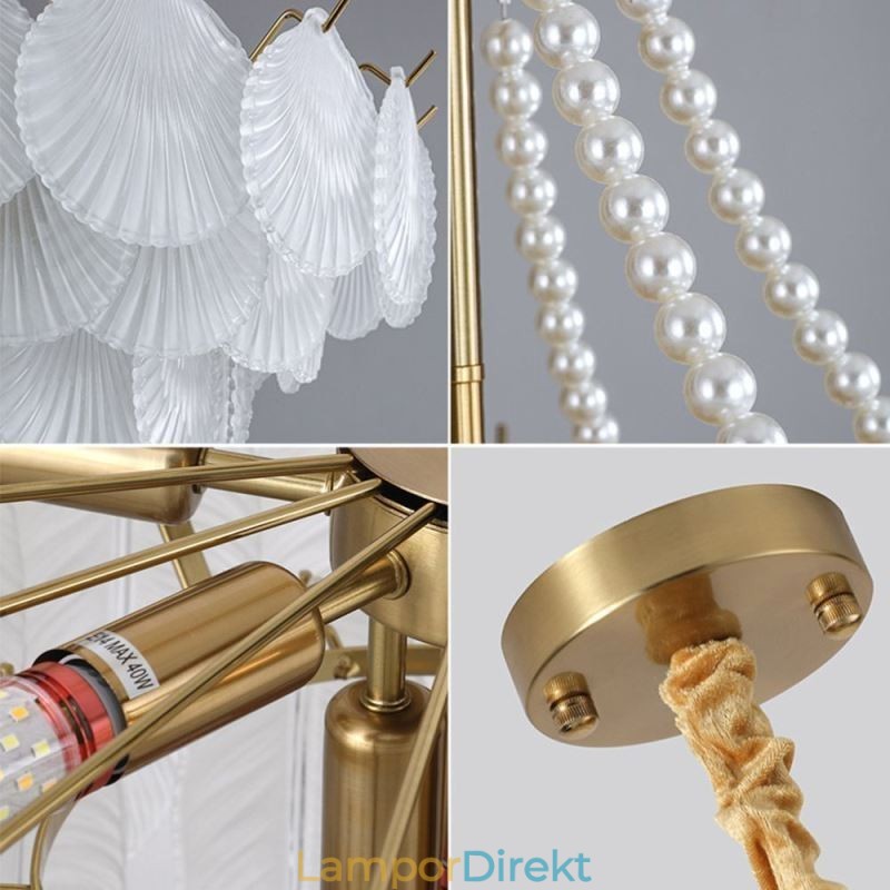European Glass Pendel Light Post Modern Scallop Hanging Light