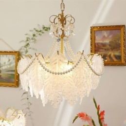 European Glass Pendel Light Post Modern Leaf Hanging Light