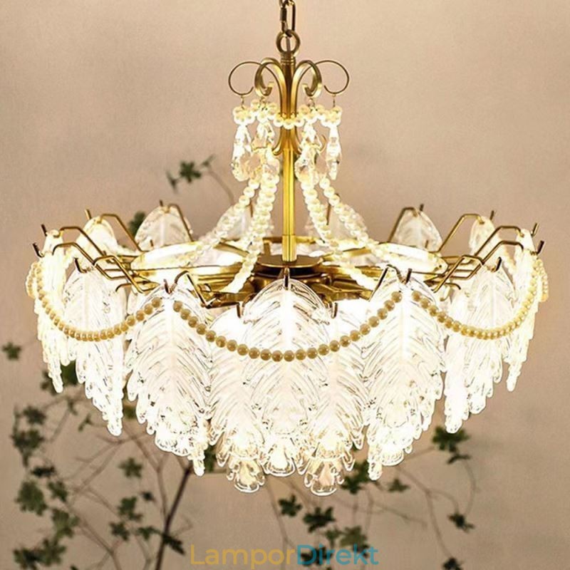 European Glass Pendel Light Post Modern Leaf Hanging Light