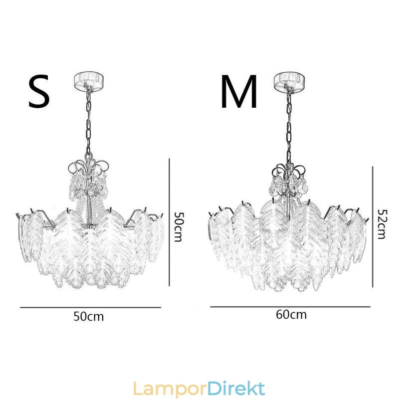 Elegant Hänglampa I Glas Bladhängande Ljus