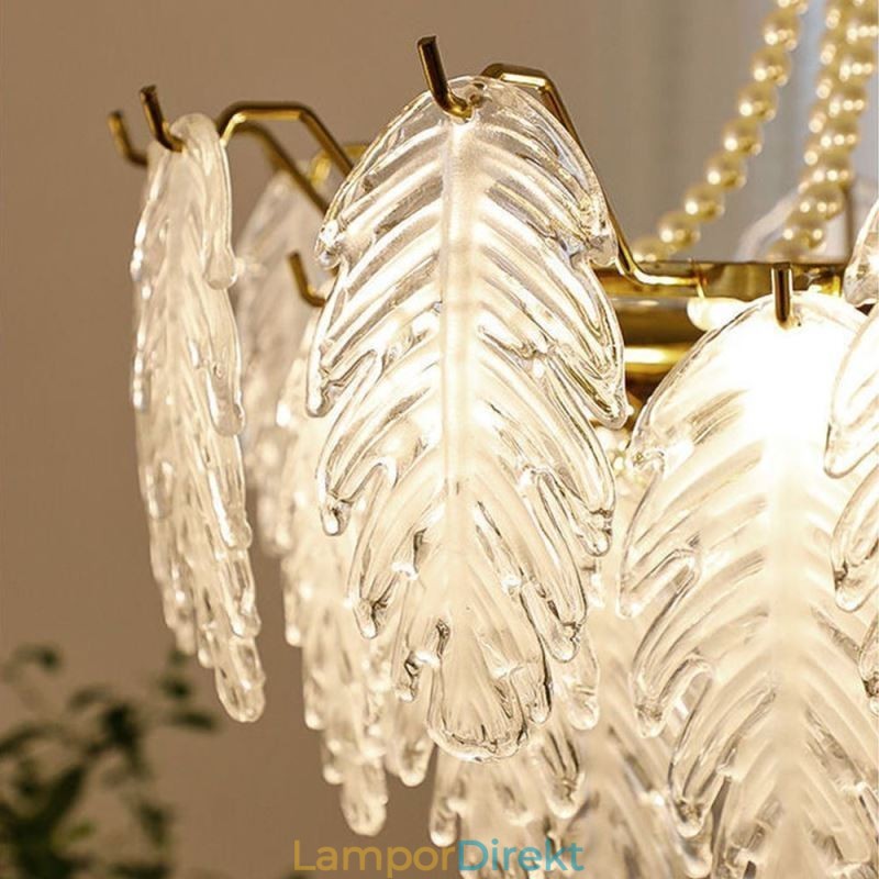 Elegant Hänglampa I Glas Bladhängande Ljus